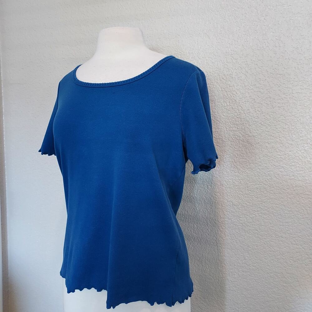 J. Jill Blue Ribbed Scoop Neck Top Size XL - Picture 5 of 11